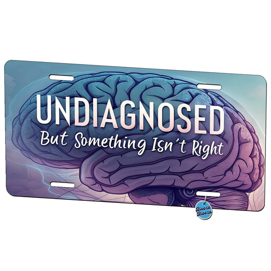 Undiagnosed But Something Isn't Right Funny Brain Metal Vanity Novelty Tag License Plate for Trucks Cars SUVs