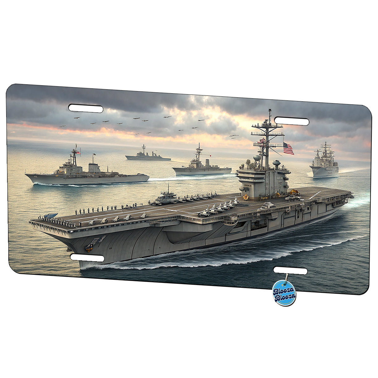 US Navy Carrier Strike Group At Sea Illustration Metal Vanity Novelty Tag License Plate for Trucks Cars SUVs