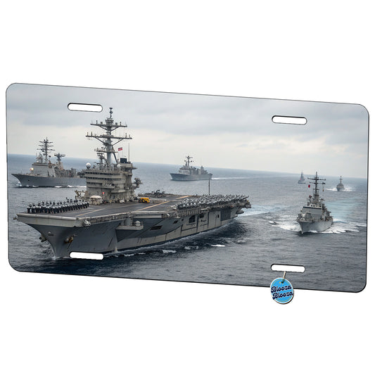 US Navy Carrier Strike Group Escorts At Sea Metal Vanity Novelty Tag License Plate for Trucks Cars SUVs