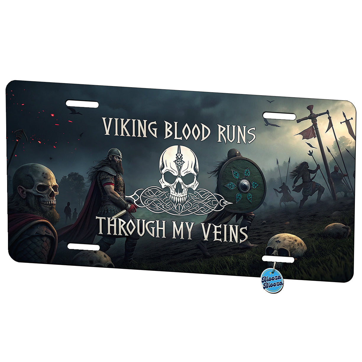 Viking Blood Runs Through My Veins Norse Scandinavian Metal Vanity Novelty Tag License Plate for Trucks Cars SUVs