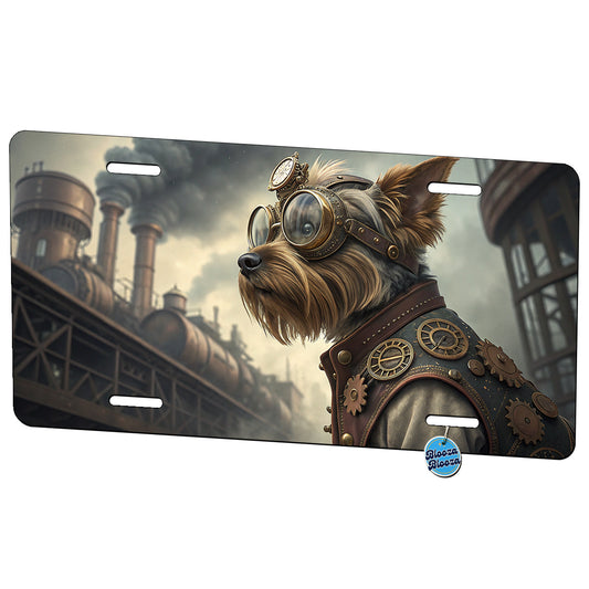 Yorkshire Terrier Yorkie Dog Steampunk Metal Vanity Novelty Tag License Plate for Trucks Cars SUVs