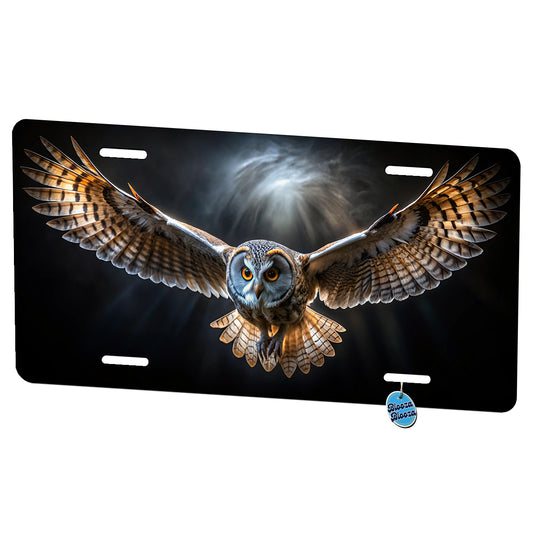 Barn Owl Flying At Night In The Dark Metal Vanity Novelty Tag License Plate for Trucks Cars SUVs