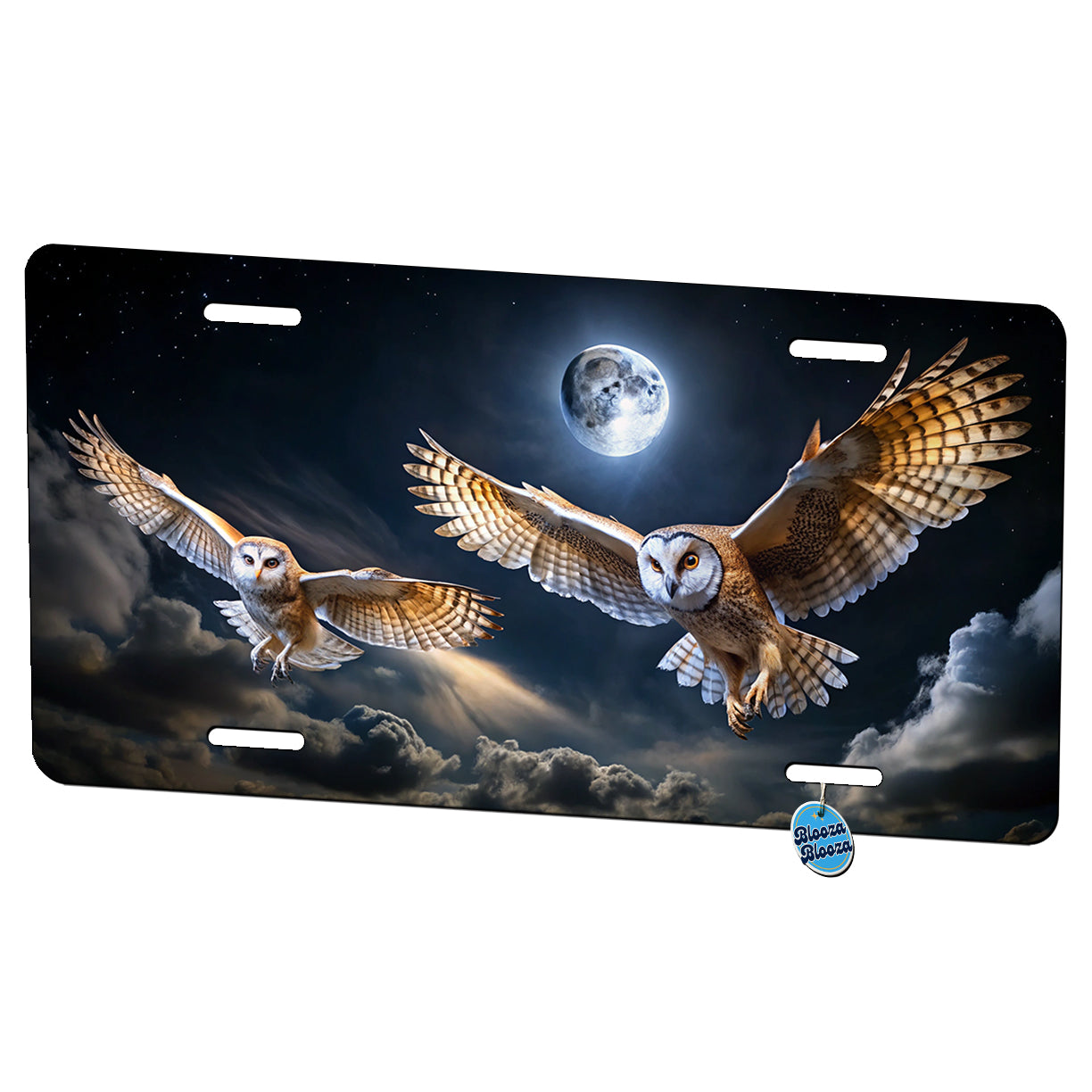 Barn Owls Flying At Night Metal Vanity Novelty Tag License Plate for Trucks Cars SUVs
