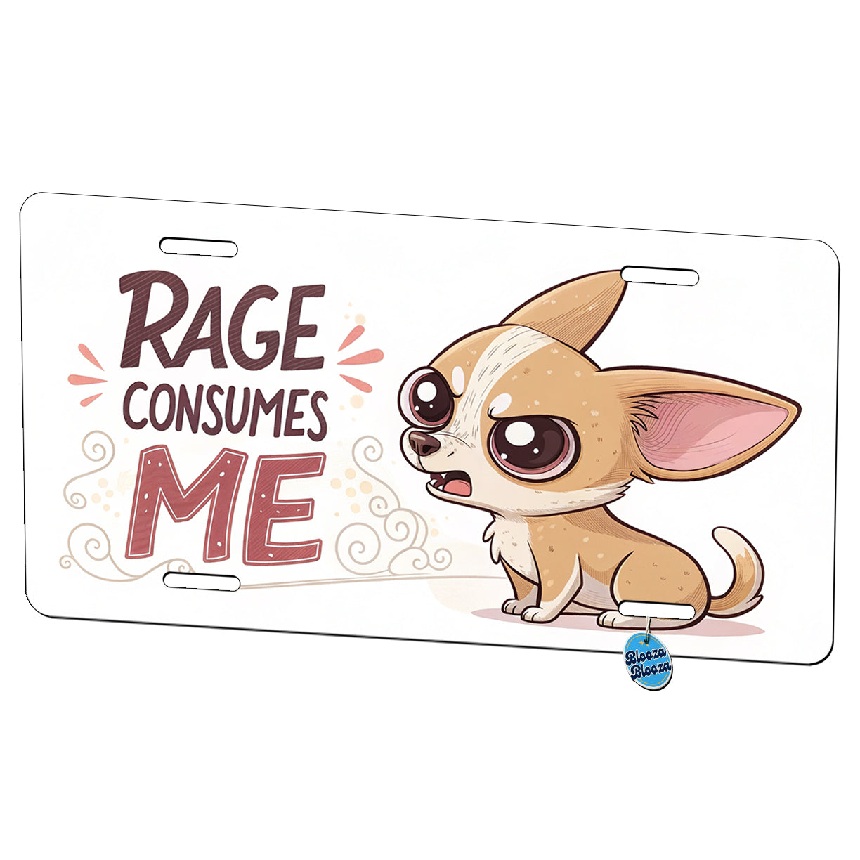 Rage Consumes Me Funny Cute Chihuahua Cartoon Metal Vanity Novelty Tag License Plate for Trucks Cars SUVs