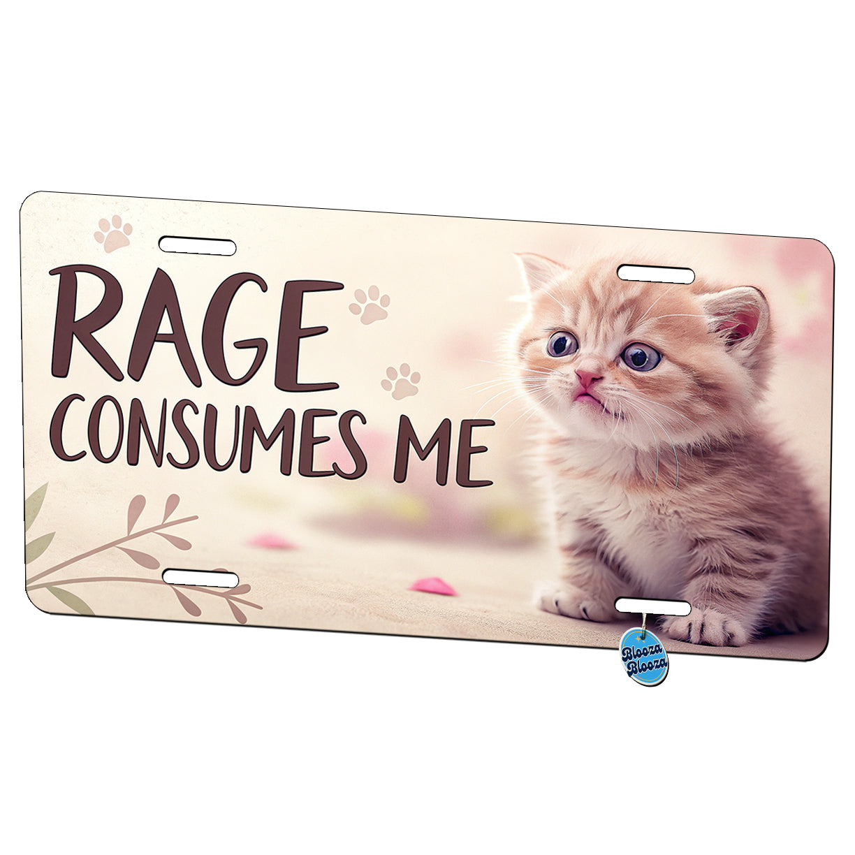 Rage Consumes Me Funny Cute Kitten Metal Vanity Novelty Tag License Plate for Trucks Cars SUVs