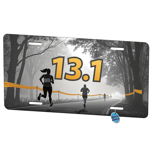 13.1 Marathon Running Jogging Metal Vanity Novelty Tag License Plate for Trucks Cars SUVs