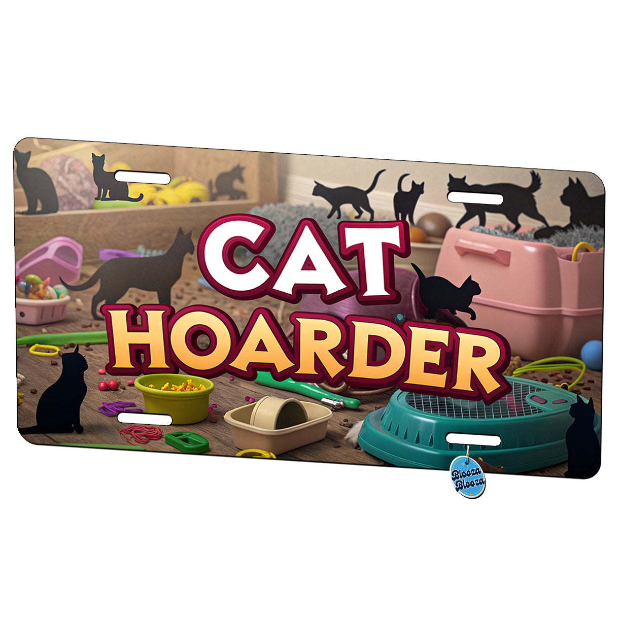 Cat Hoarder Funny Metal Vanity Novelty Tag License Plate for Trucks Cars SUVs