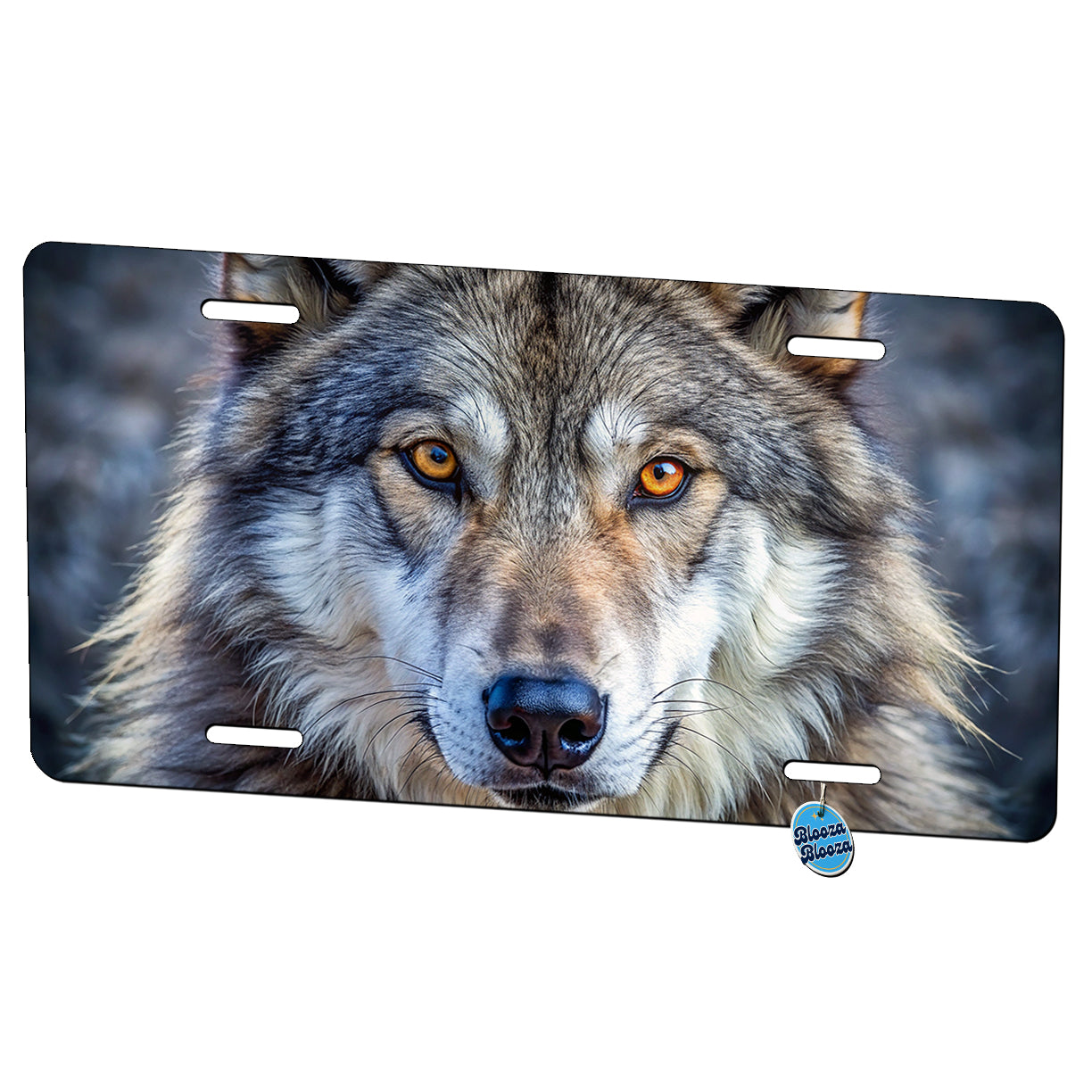 Close-up of Dire Wolf Face Metal Vanity Novelty Tag License Plate for Trucks Cars SUVs