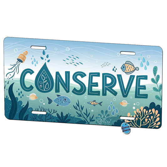 Conserve Water Fish Conservation Theme Metal Vanity Novelty Tag License Plate for Trucks Cars SUVs