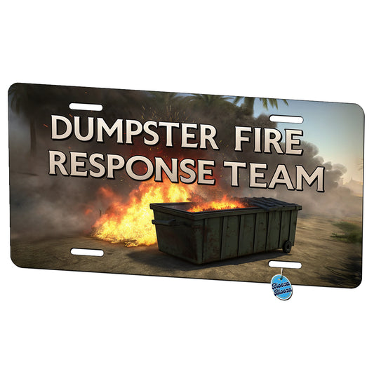 Dumpster Fire Response Team Funny Metal Vanity Novelty Tag License Plate for Trucks Cars SUVs