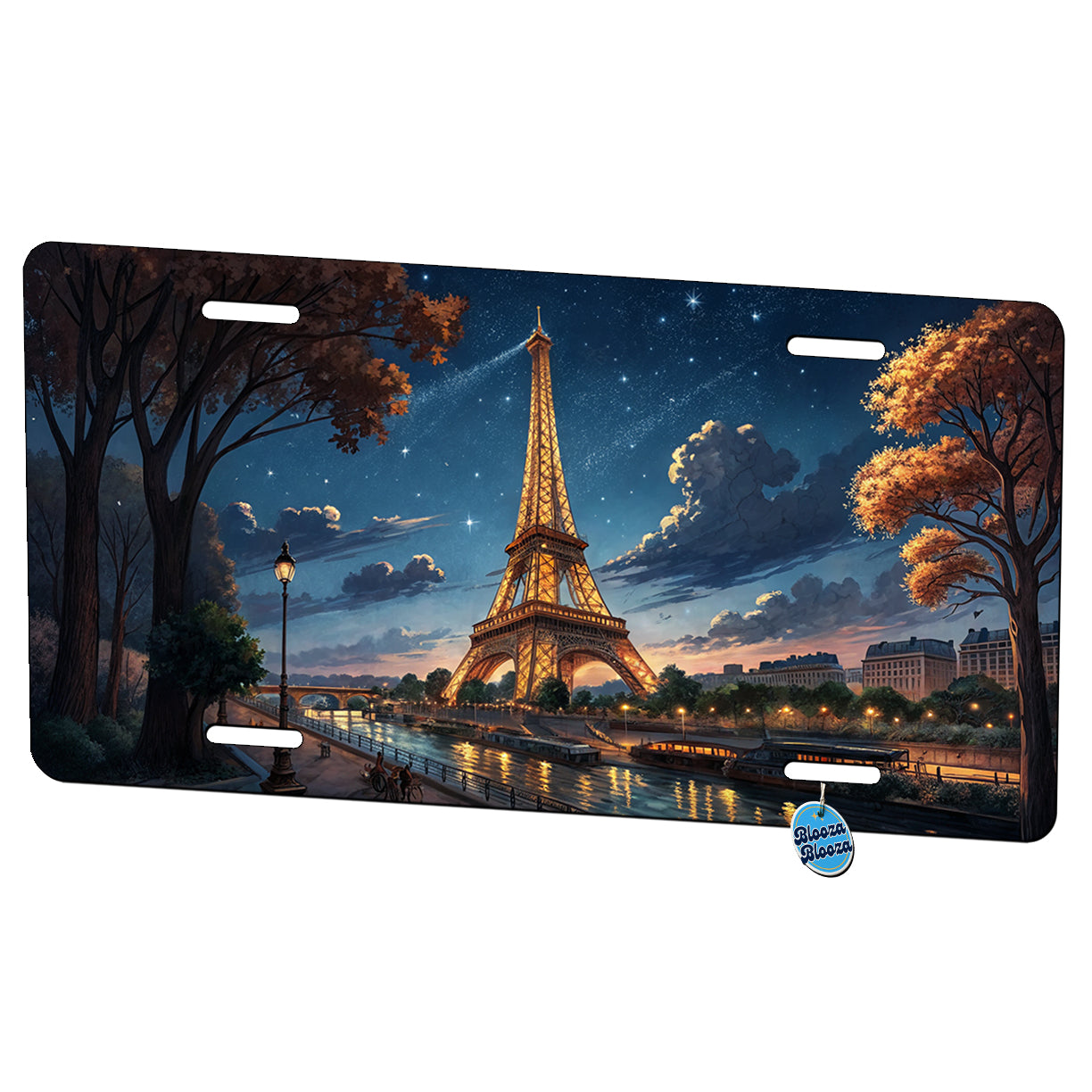 Eiffel Tower Paris France Illustration Metal Vanity Novelty Tag License Plate for Trucks Cars SUVs