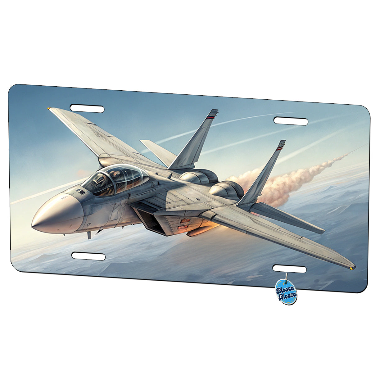 F-14 Tomcat United States Navy Air Superiority Plane In Flight Cold War Era Metal Vanity Novelty Tag License Plate for Trucks Cars SUVs