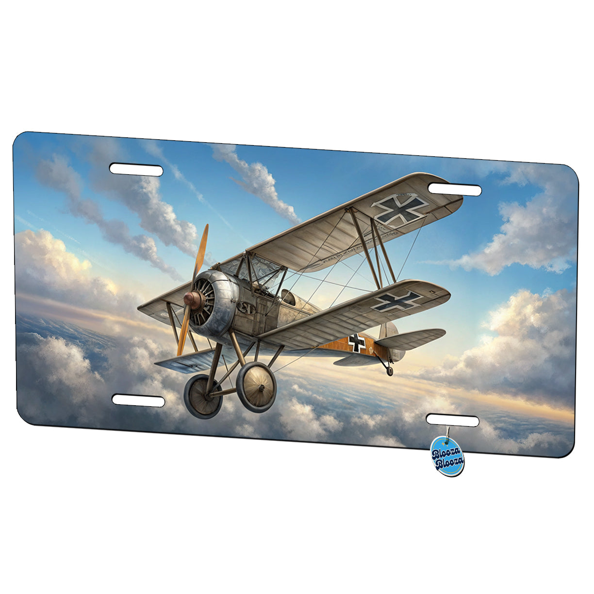 German WWI Biplane In Flight Metal Vanity Novelty Tag License Plate for Trucks Cars SUVs