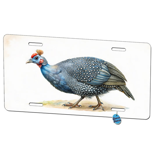 Guinea Fowl Watercolor Metal Vanity Novelty Tag License Plate for Trucks Cars SUVs