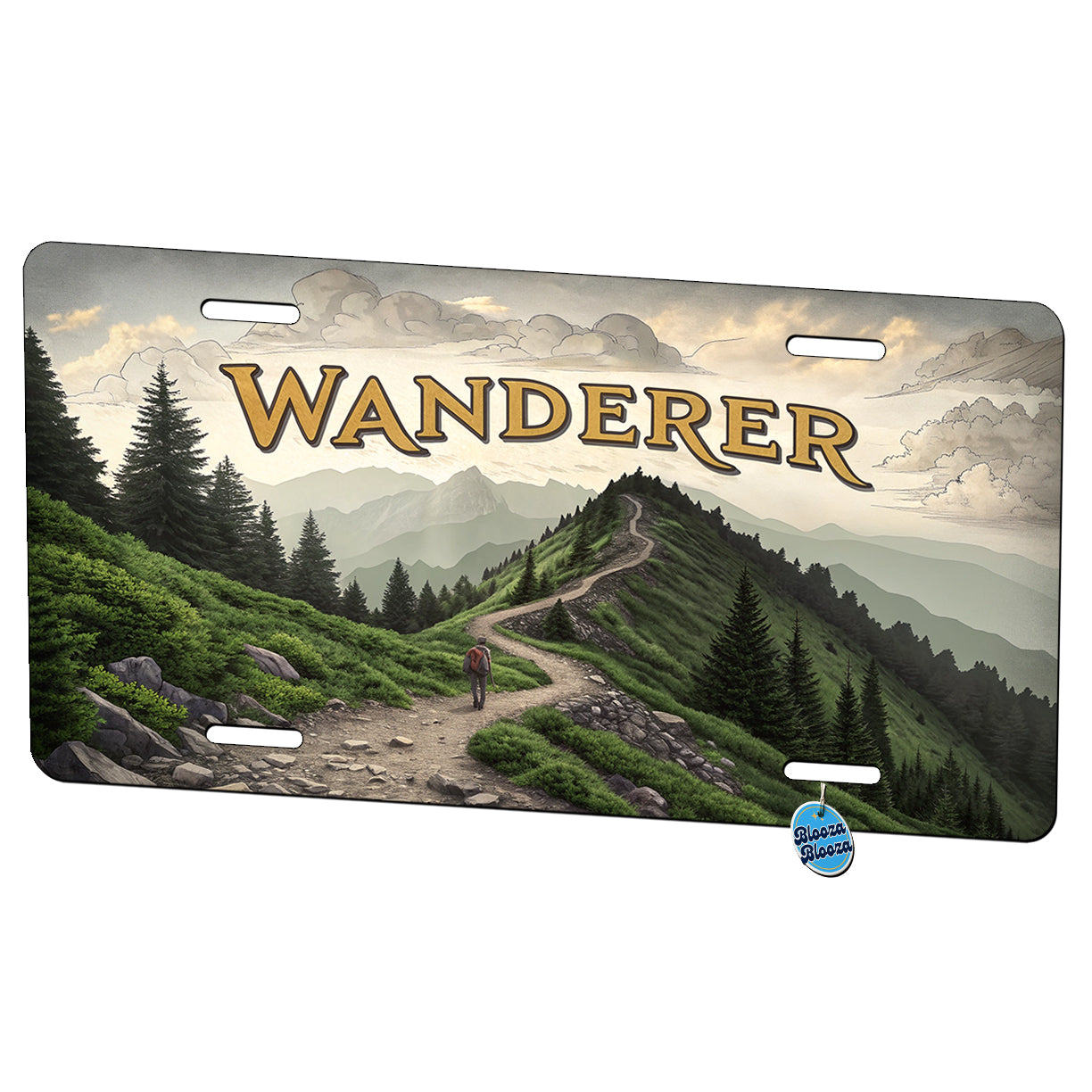 Hiking Wanderer Funny Wilderness Mountains Forest Metal Vanity Novelty Tag License Plate for Trucks Cars SUVs