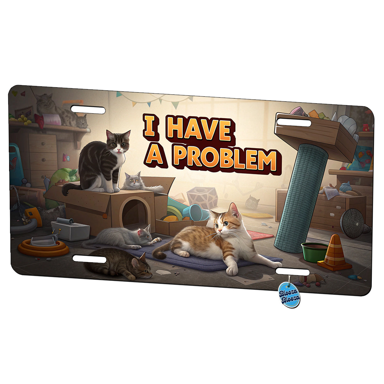 I Have A Problem Cat Hoarder Funny Metal Vanity Novelty Tag License Plate for Trucks Cars SUVs