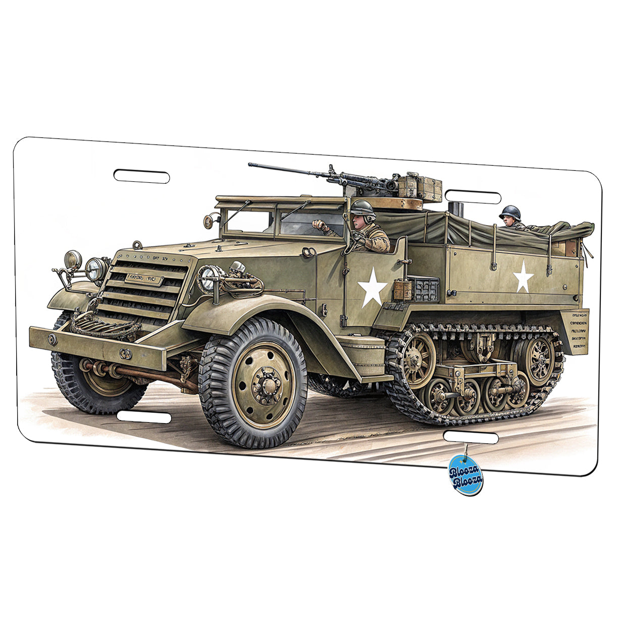 M3 Half-Track WWII Armored Personnel Carrier Metal Vanity Novelty Tag License Plate for Trucks Cars SUVs
