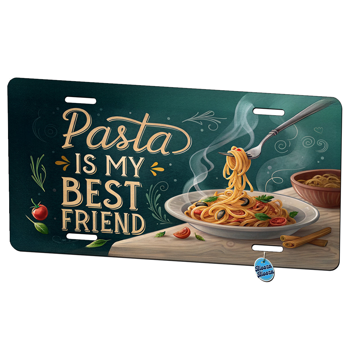Pasta Is My Best Friend Funny Metal Vanity Novelty Tag License Plate for Trucks Cars SUVs