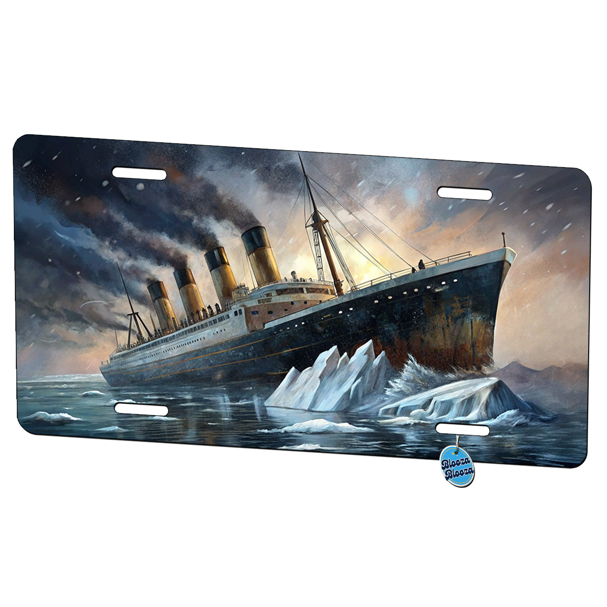 RMS Titanic Ship Hitting Iceberg Sinking Metal Vanity Novelty Tag License Plate for Trucks Cars SUVs