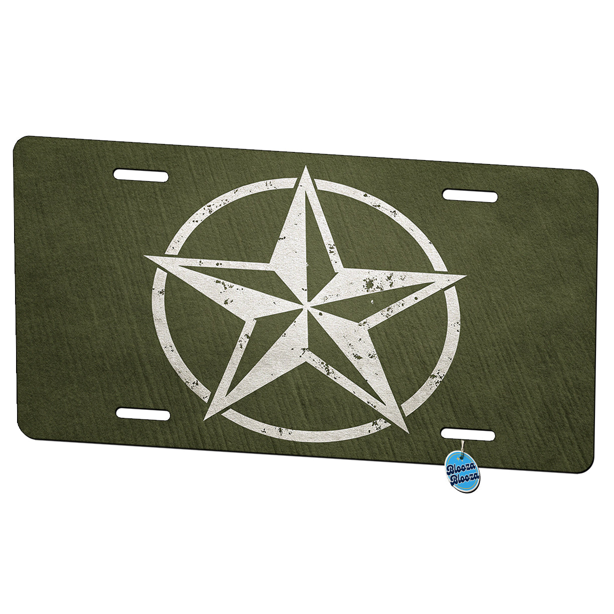 Rustic White Military Army Compass Star Metal Vanity Novelty Tag License Plate for Trucks Cars SUVs
