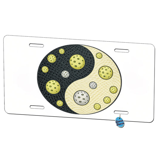 Yin Yang Funny Pickleball Pattern Metal Vanity Novelty Tag License Plate for Trucks Cars SUVs