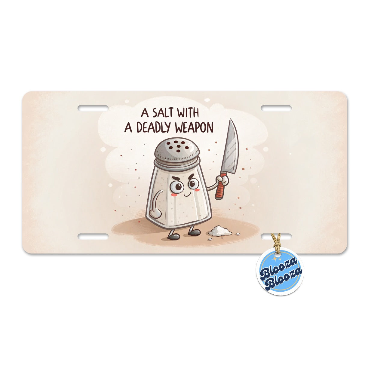 A Salt Shaker With A Deadly Weapon Funny Metal Vanity Novelty Tag License Plate for Trucks Cars SUVs