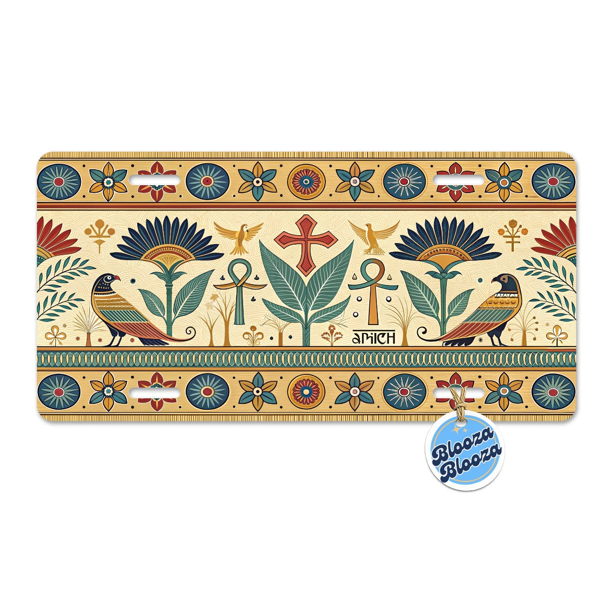Ancient Egyptian Pattern Ankh Metal Vanity Novelty Tag License Plate for Trucks Cars SUVs