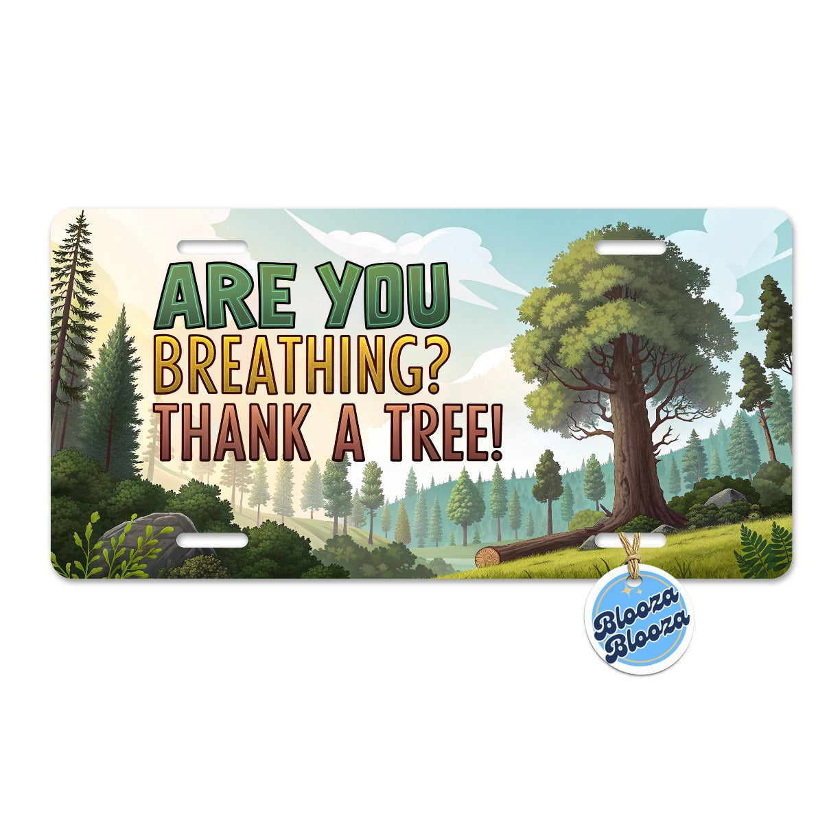 Are You Breathing Thank A Tree Conservation Funny Metal Vanity Novelty Tag License Plate for Trucks Cars SUVs