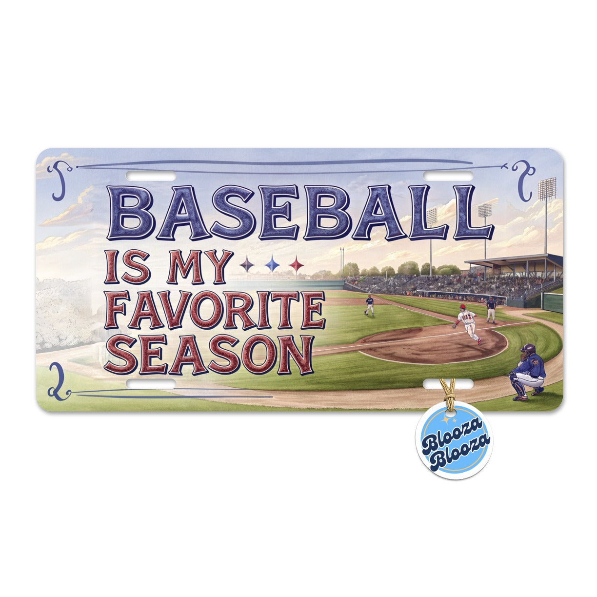 Baseball Is My Favorite Season Funny Illustration Metal Vanity Novelty Tag License Plate for Trucks Cars SUVs