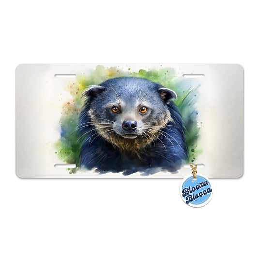 Binturong Bearcat Watercolor Style Metal Vanity Novelty Tag License Plate for Trucks Cars SUVs