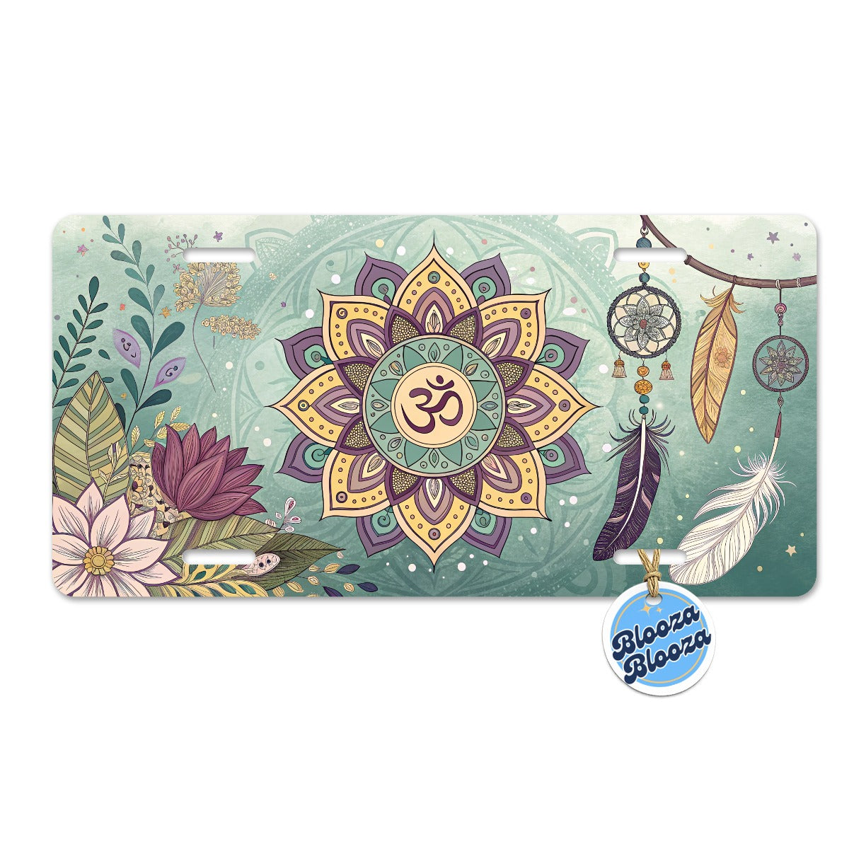 Bohemian Hippie Yoga Mandala Aum Om Metal Vanity Novelty Tag License Plate for Trucks Cars SUVs