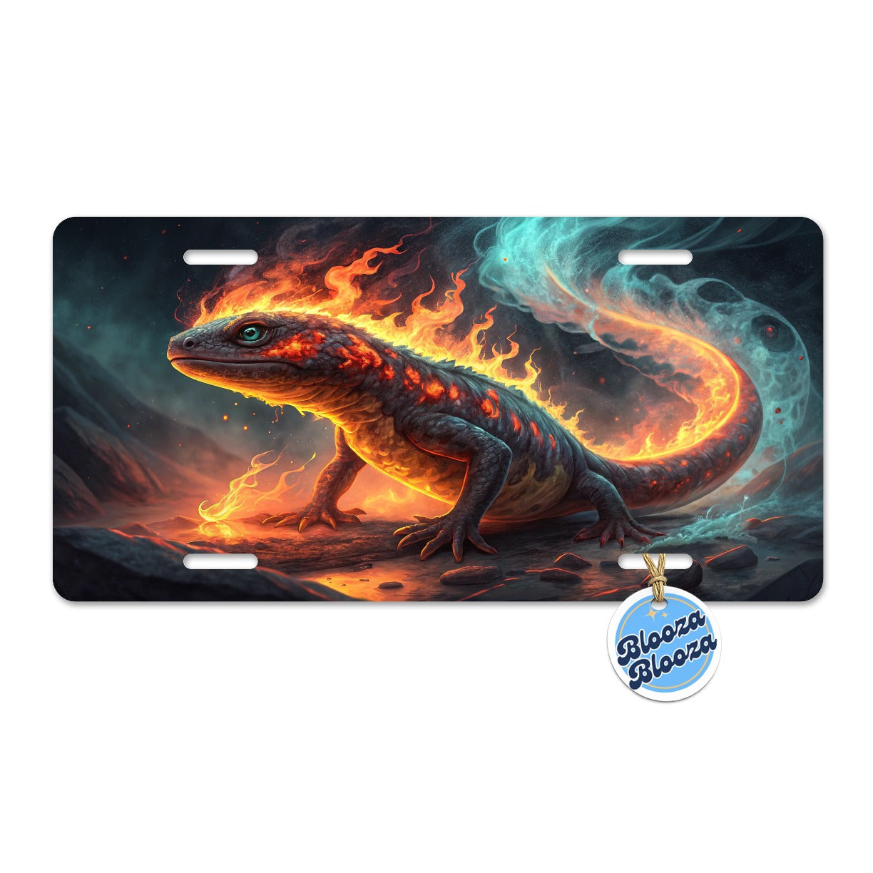 Flaming Fantasy Salamander at Night Metal Vanity Novelty Tag License Plate for Trucks Cars SUVs