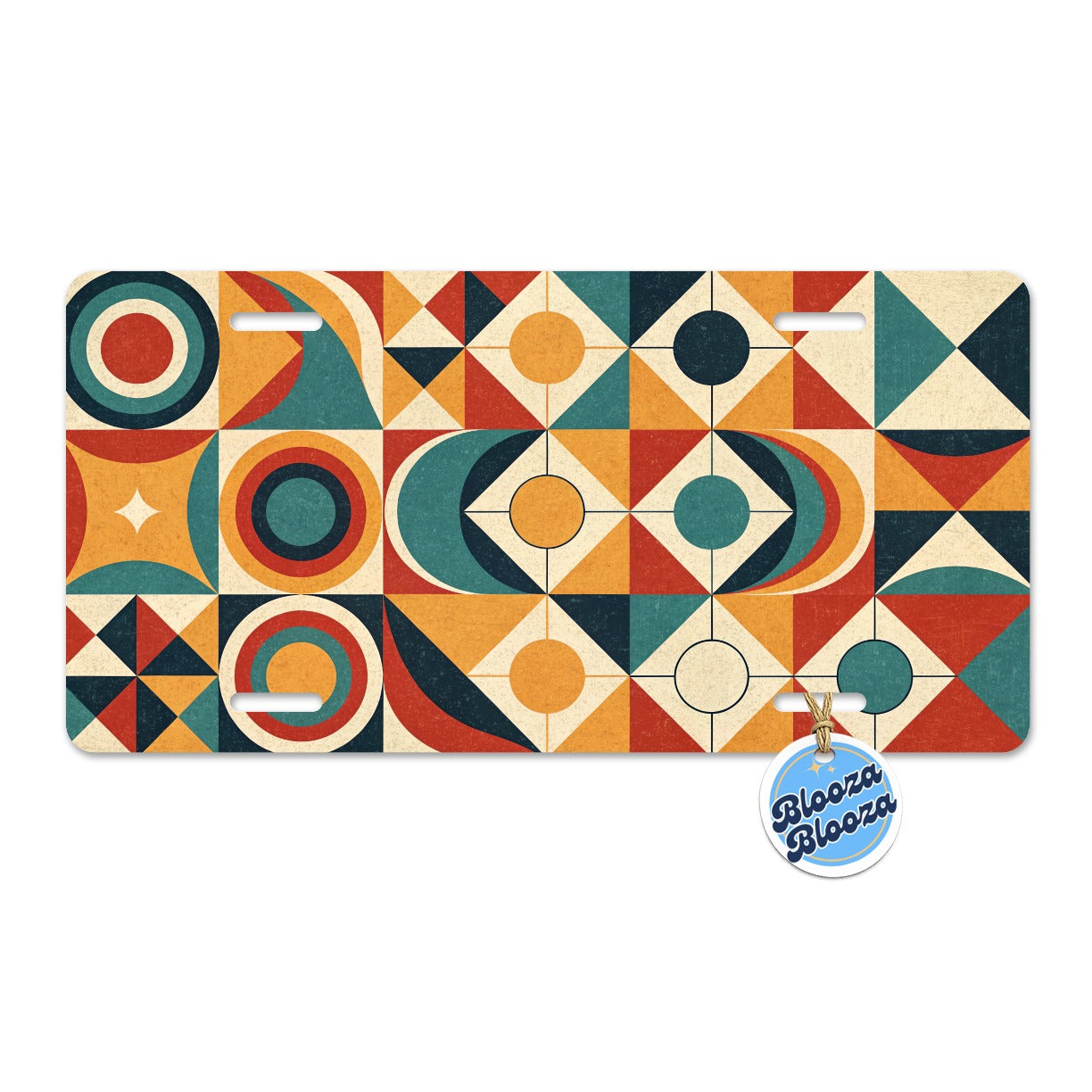 Geometric Retro Design Pattern Metal Vanity Novelty Tag License Plate for Trucks Cars SUVs