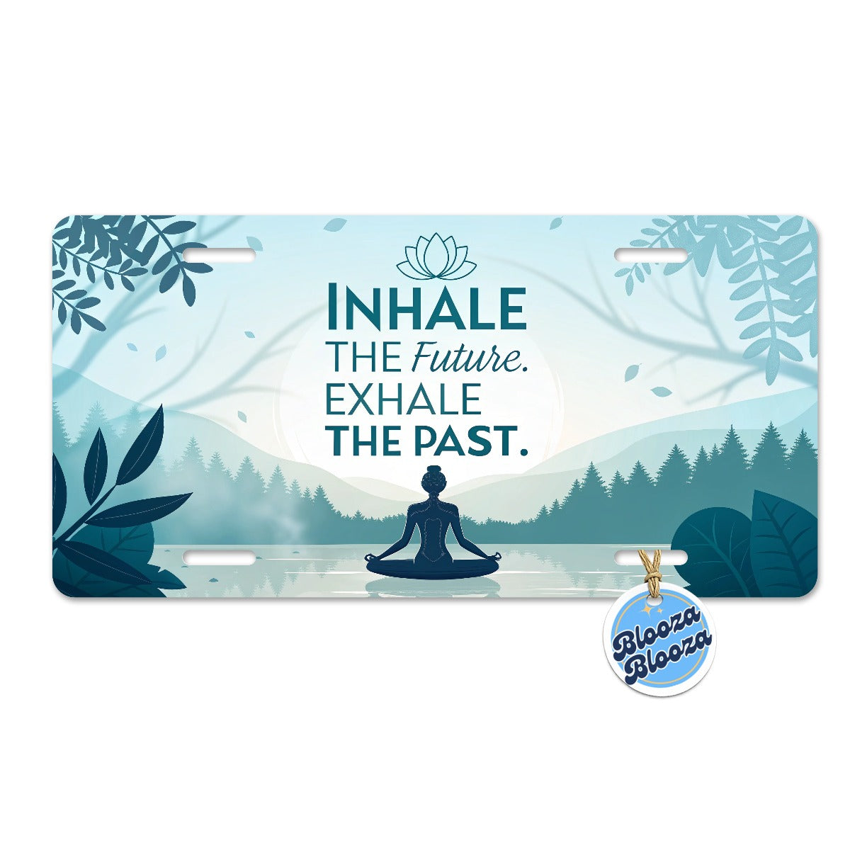 Inhale The Future Exhale The Past Inspirational Yoga Metal Vanity Novelty Tag License Plate for Trucks Cars SUVs