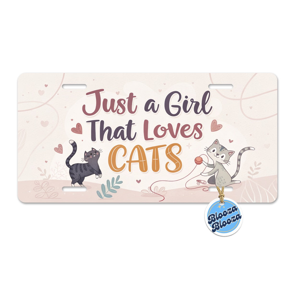 Just A Girl That Loves Cats Cute Metal Vanity Novelty Tag License Plate for Trucks Cars SUVs