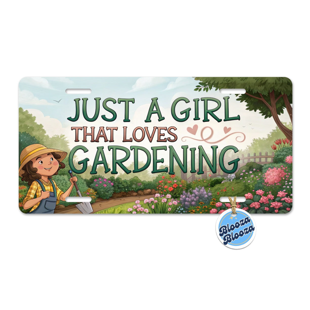 Just A Girl That Loves Gardening Funny Metal Vanity Novelty Tag License Plate for Trucks Cars SUVs