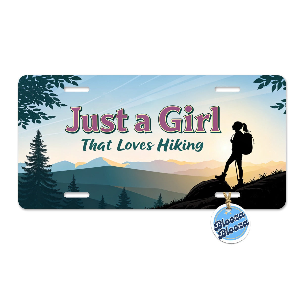 Just A Girl That Loves Hiking Funny Metal Vanity Novelty Tag License Plate for Trucks Cars SUVs