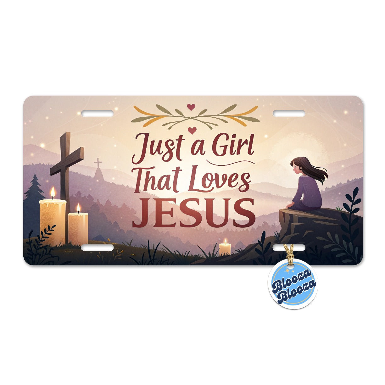 Just A Girl That Loves Jesus Inspirational Metal Vanity Novelty Tag License Plate for Trucks Cars SUVs
