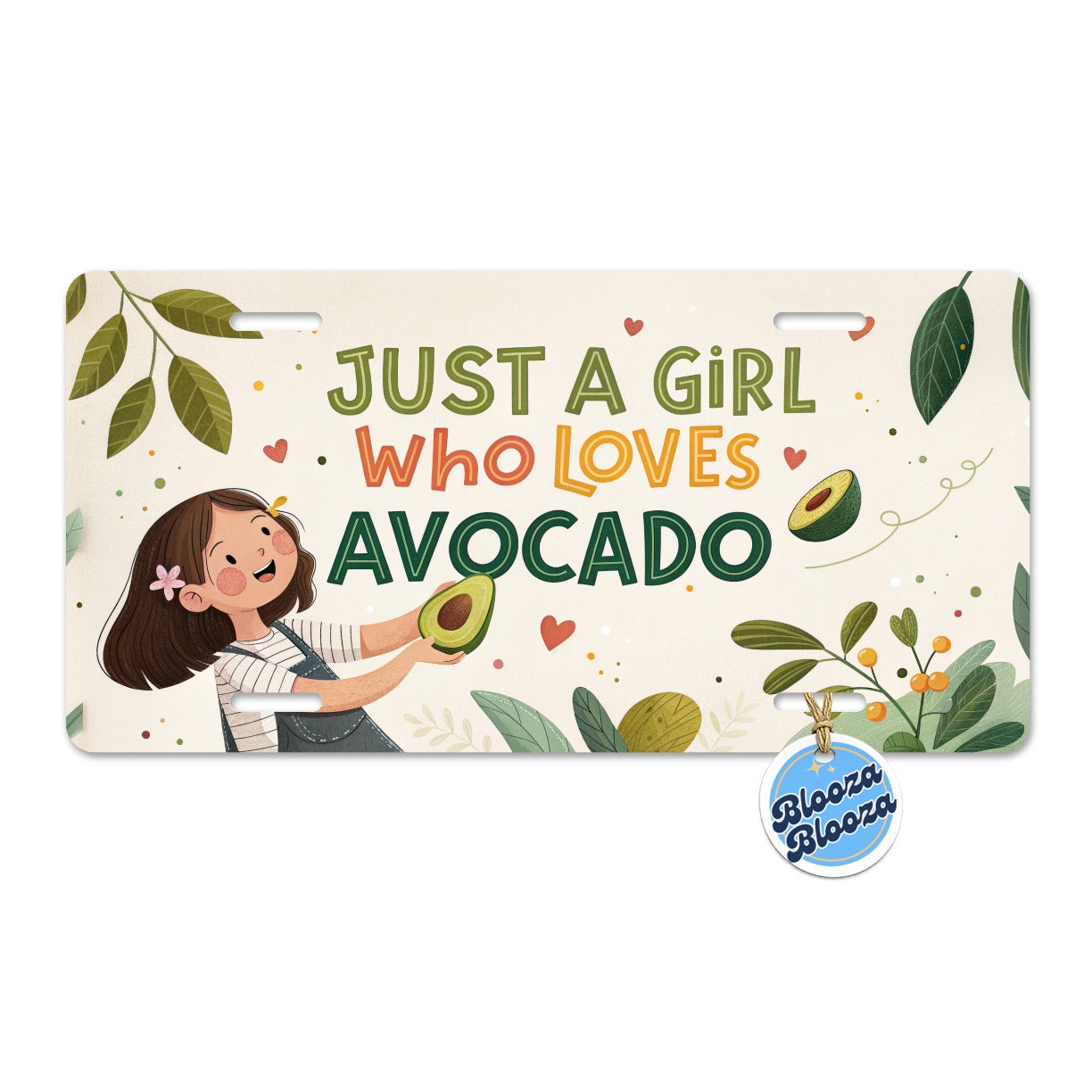 Just A Girl Who Loves Avocado Cute Metal Vanity Novelty Tag License Plate for Trucks Cars SUVs