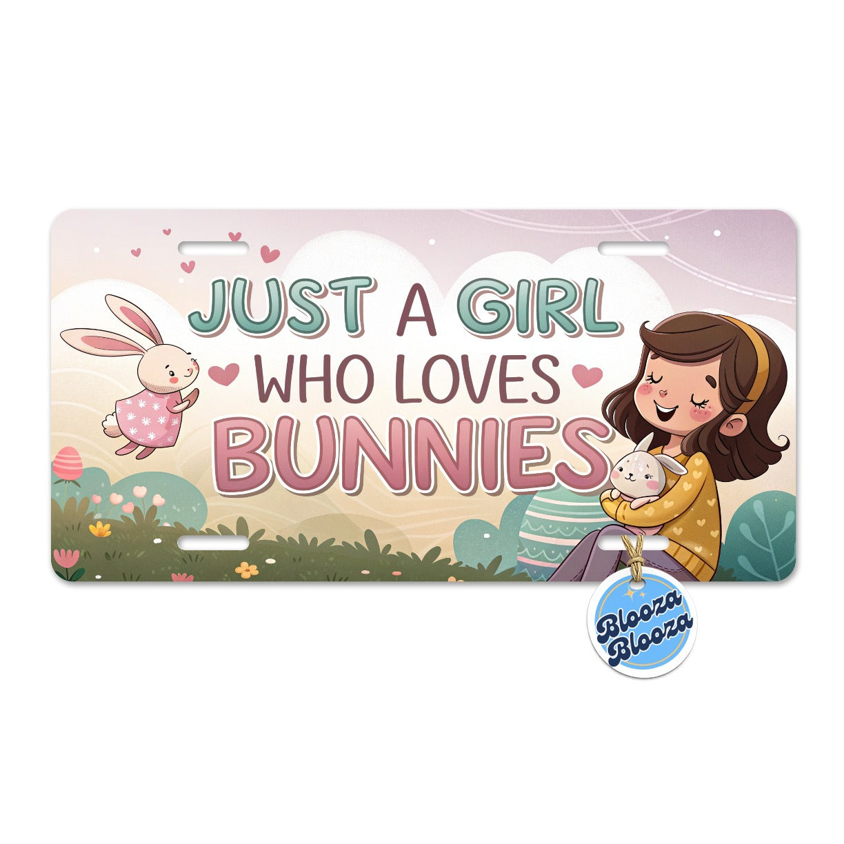 Just A Girl Who Loves Bunnies Cute Metal Vanity Novelty Tag License Plate for Trucks Cars SUVs