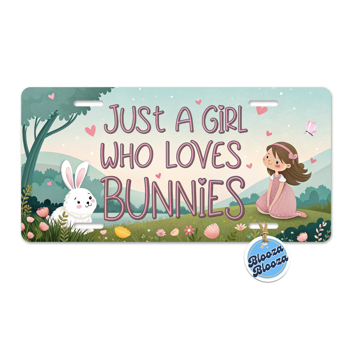 Just A Girl Who Loves Bunnies Rabbits Metal Vanity Novelty Tag License Plate for Trucks Cars SUVs