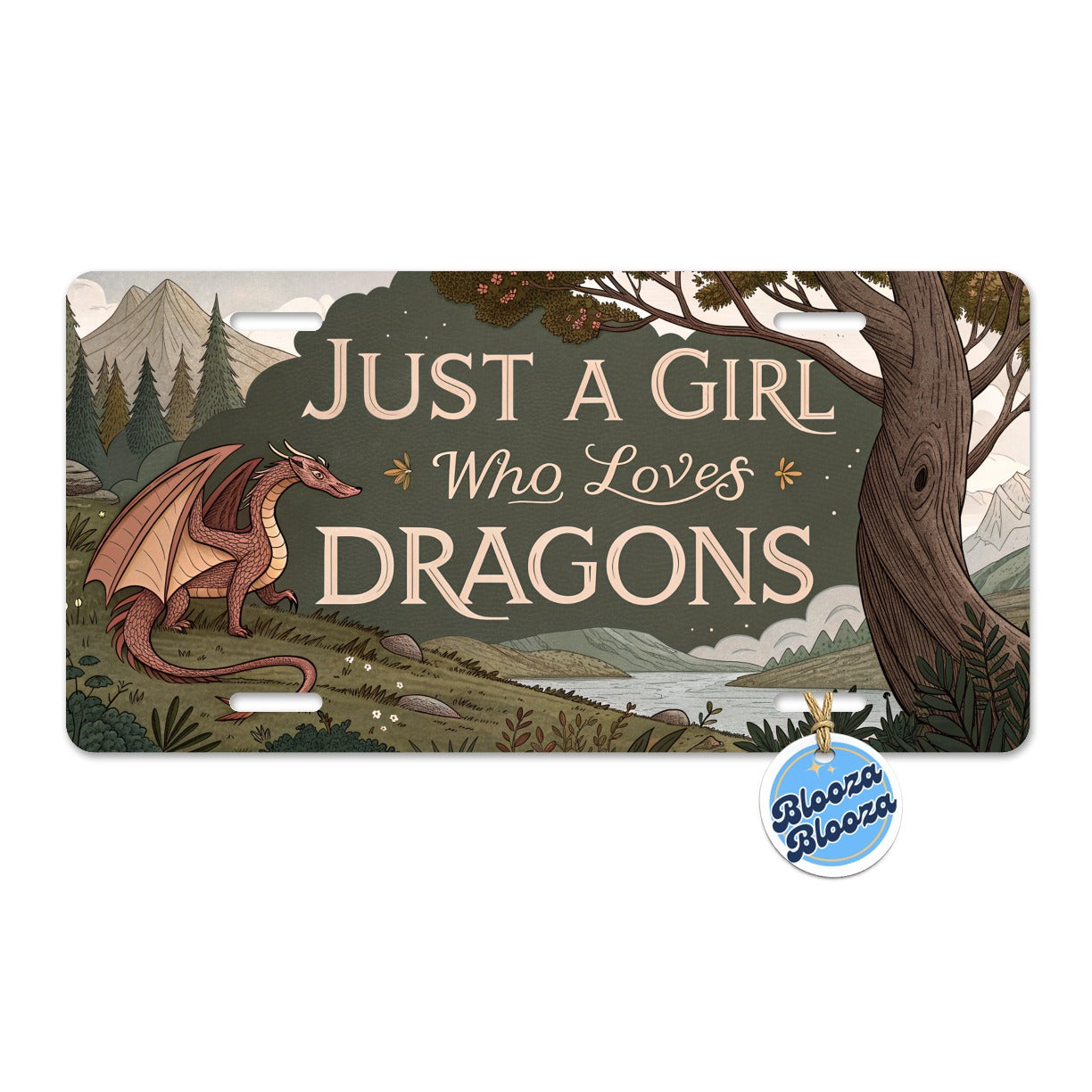 Just A Girl Who Loves Dragons Retro Fantasy Metal Vanity Novelty Tag License Plate for Trucks Cars SUVs