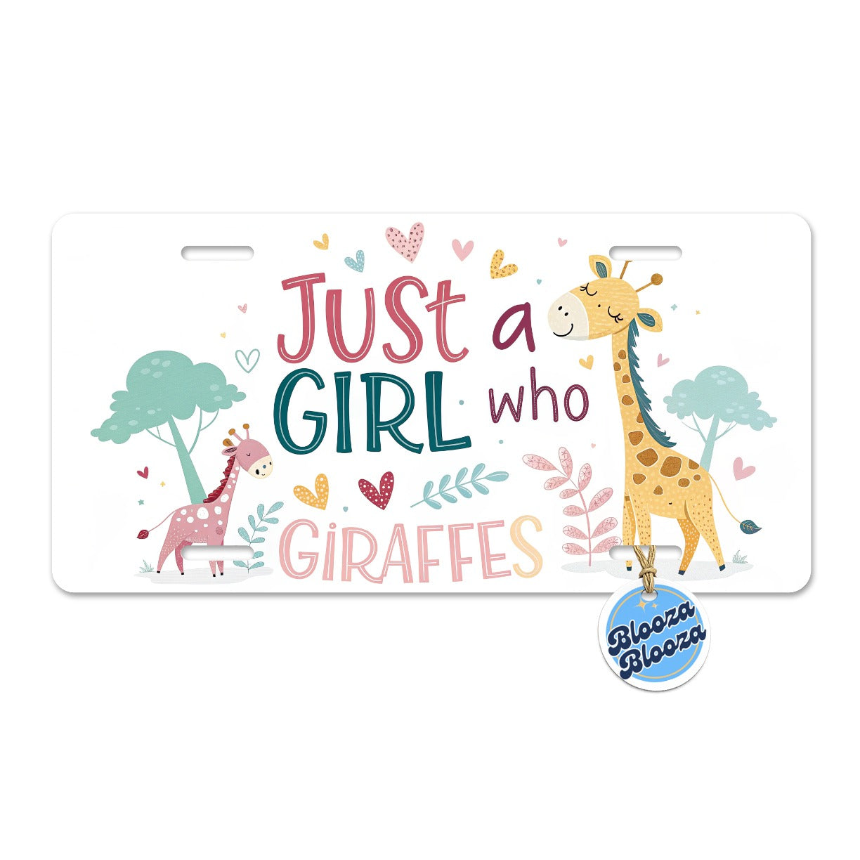 Just A Girl Who Loves Giraffes Cute Metal Vanity Novelty Tag License Plate for Trucks Cars SUVs