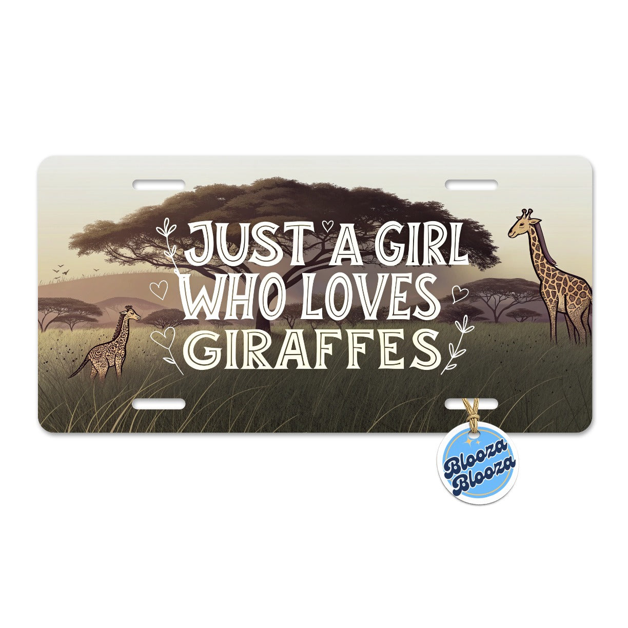 Just A Girl Who Loves Giraffes Metal Vanity Novelty Tag License Plate for Trucks Cars SUVs