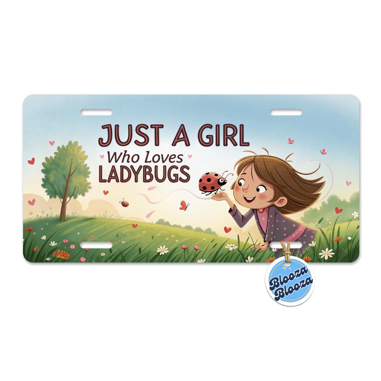 Just A Girl Who Loves Ladybugs Funny Metal Vanity Novelty Tag License Plate for Trucks Cars SUVs