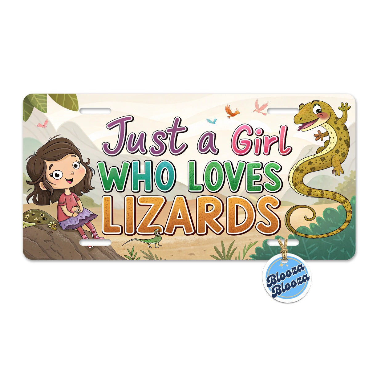 Just A Girl Who Loves Lizards Cute Metal Vanity Novelty Tag License Plate for Trucks Cars SUVs