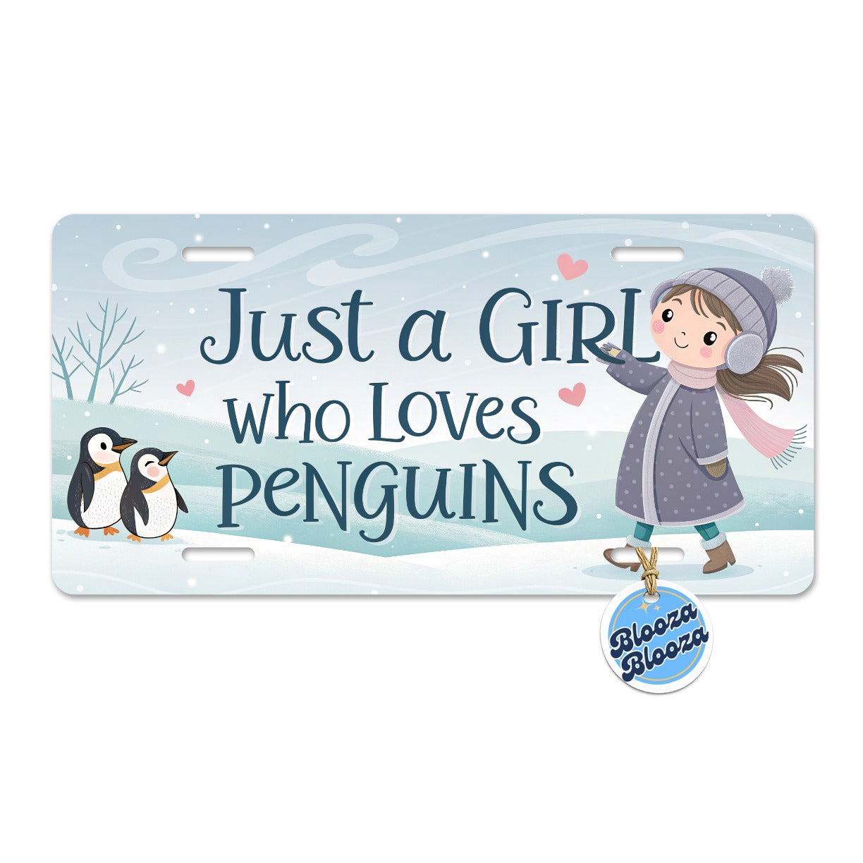 Just A Girl Who Loves Penguins Cute Metal Vanity Novelty Tag License Plate for Trucks Cars SUVs