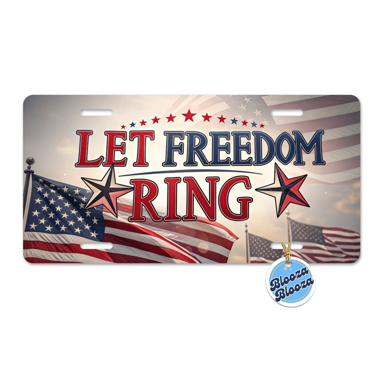 Let Freedom Ring Patriotic American Flag Metal Vanity Novelty Tag License Plate for Trucks Cars SUVs