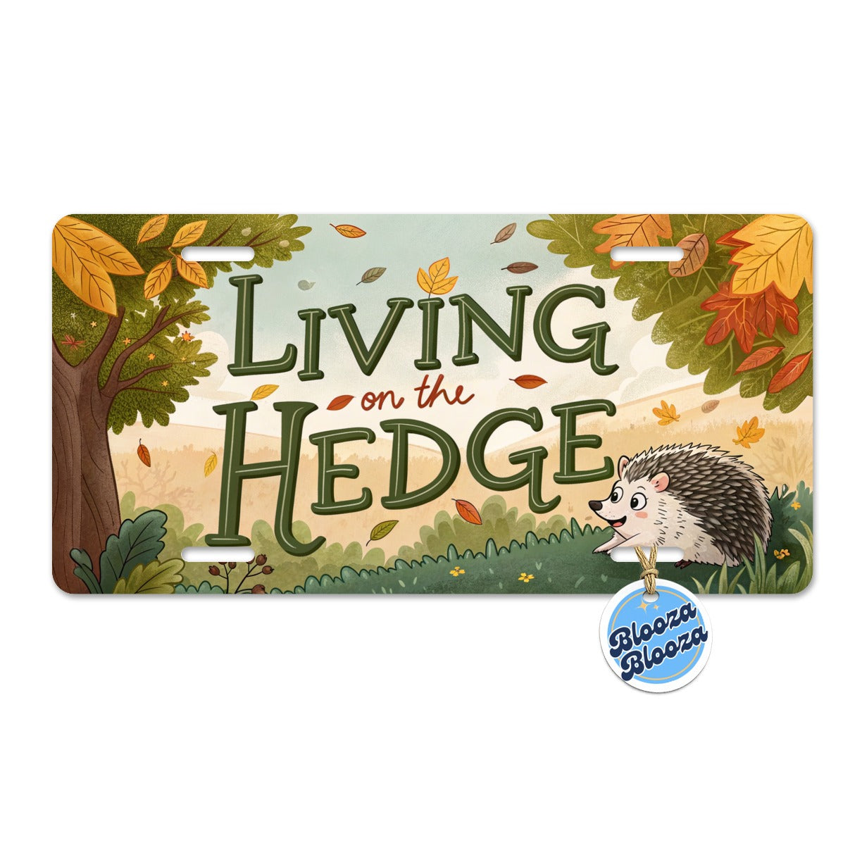 Living On The Hedge Edge Funny Hedgehog Metal Vanity Novelty Tag License Plate for Trucks Cars SUVs