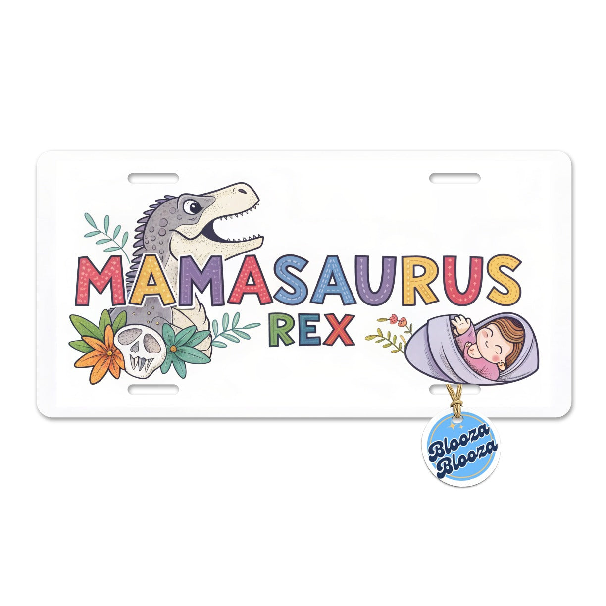 Mamasaurus Rex Mama Dinosaur Metal Vanity Novelty Tag License Plate for Trucks Cars SUVs